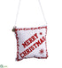 Silk Plants Direct Merry Christmas Embroidery Padded Ornament - Red White - Pack of 12