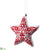 Embroidery Padded Star Ornament - Red White - Pack of 6