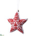 Silk Plants Direct Embroidery Padded Star Ornament - Red White - Pack of 6