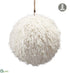 Silk Plants Direct Fur Ball Ornament - White - Pack of 2