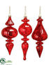 Silk Plants Direct Finial Ornament - Red - Pack of 16