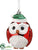 Owl Ornament - Red - Pack of 24