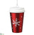 Plastic Snowflake Cup Ornament - Red White - Pack of 12