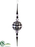 Silk Plants Direct Ball Ornament - Black Silver - Pack of 1