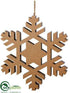 Silk Plants Direct Snowflake Ornament - Brown Silver - Pack of 6