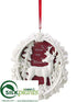 Silk Plants Direct Reindeer Medallion Ornament - White - Pack of 12