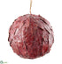 Silk Plants Direct Glittered Leaf Ball Ornament - Red - Pack of 6