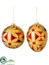 Silk Plants Direct Ball, Finial Ornament - Red Gold - Pack of 6