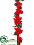 Silk Plants Direct Poinsettia, Holly Garland - Red - Pack of 4