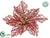 Poinsettia With Clip - Red Gold - Pack of 24