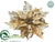 Poinsettia With Clip - Gold - Pack of 24