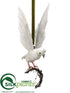 Silk Plants Direct Hanging Dove Ornament - White - Pack of 4