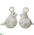 Silk Plants Direct Glittered Bird With Crown - White Silver - Pack of 2