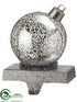 Silk Plants Direct Ornament Ball Stocking Holder - Silver Antique - Pack of 6