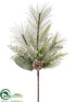 Silk Plants Direct Pine, Cone, Leaf, Cedar Spray - Green Frosted - Pack of 4