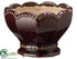 Silk Plants Direct Ceramic Scalloped Pedestal Bowl - Burgundy - Pack of 1