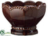 Silk Plants Direct Ceramic Scalloped Pedestal Bowl - Burgundy - Pack of 1